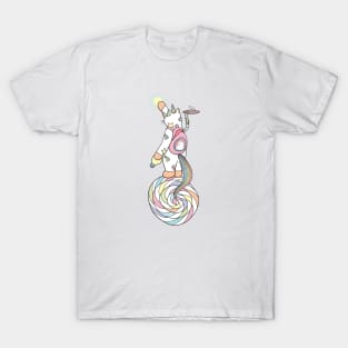 Weird Unicorn Cat busy maintaining the universe T-Shirt